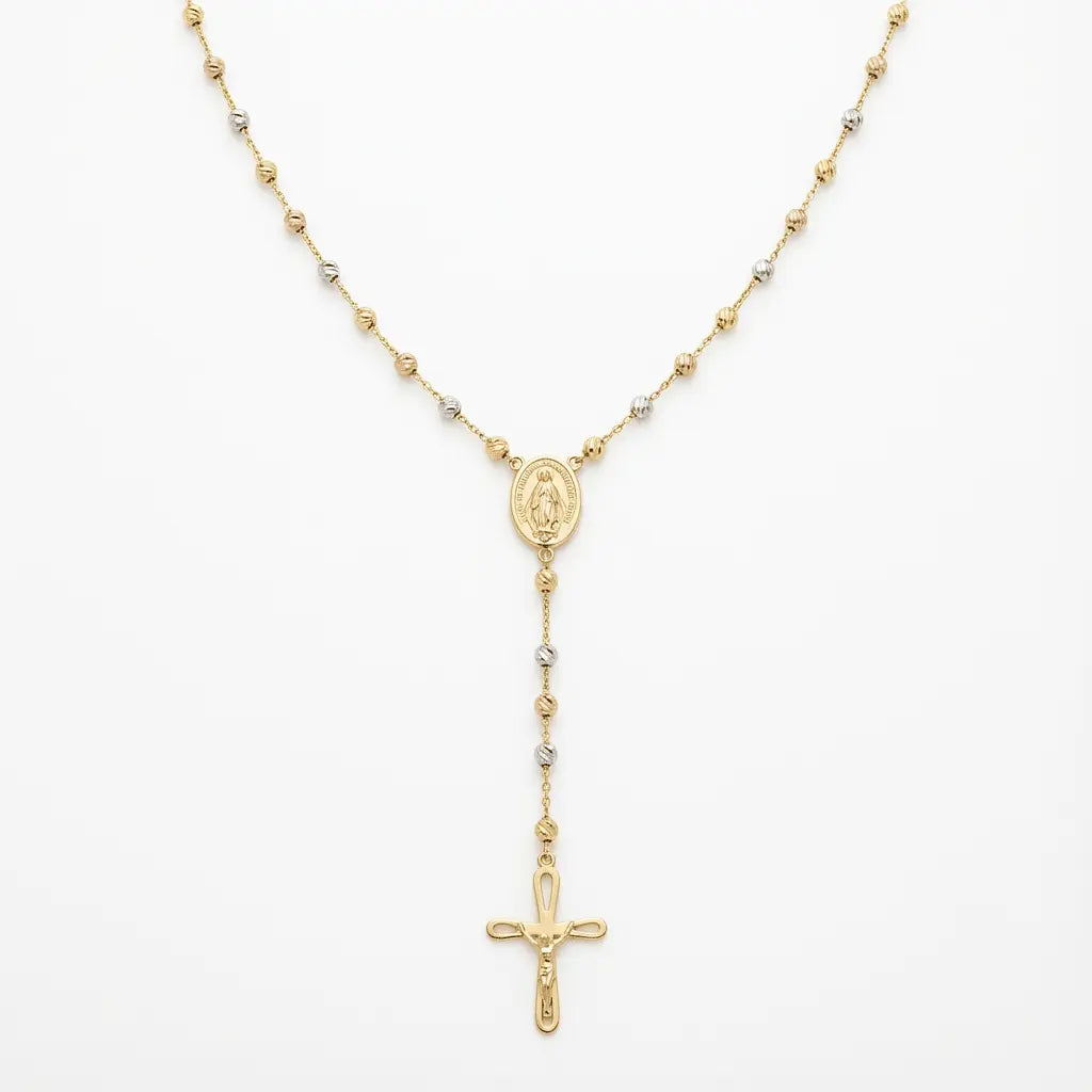 Tricolor Rosary Style solid gold pendant by Majestic Jewellery