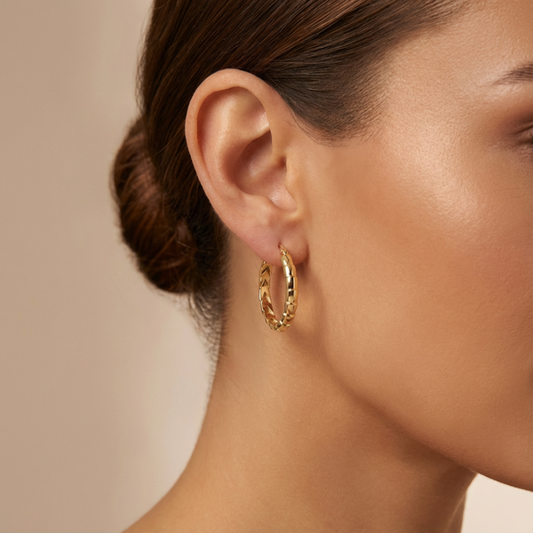 Sculpted Segment Gold Hoop Earrings – 14K Better Gold Classic Hoop Design