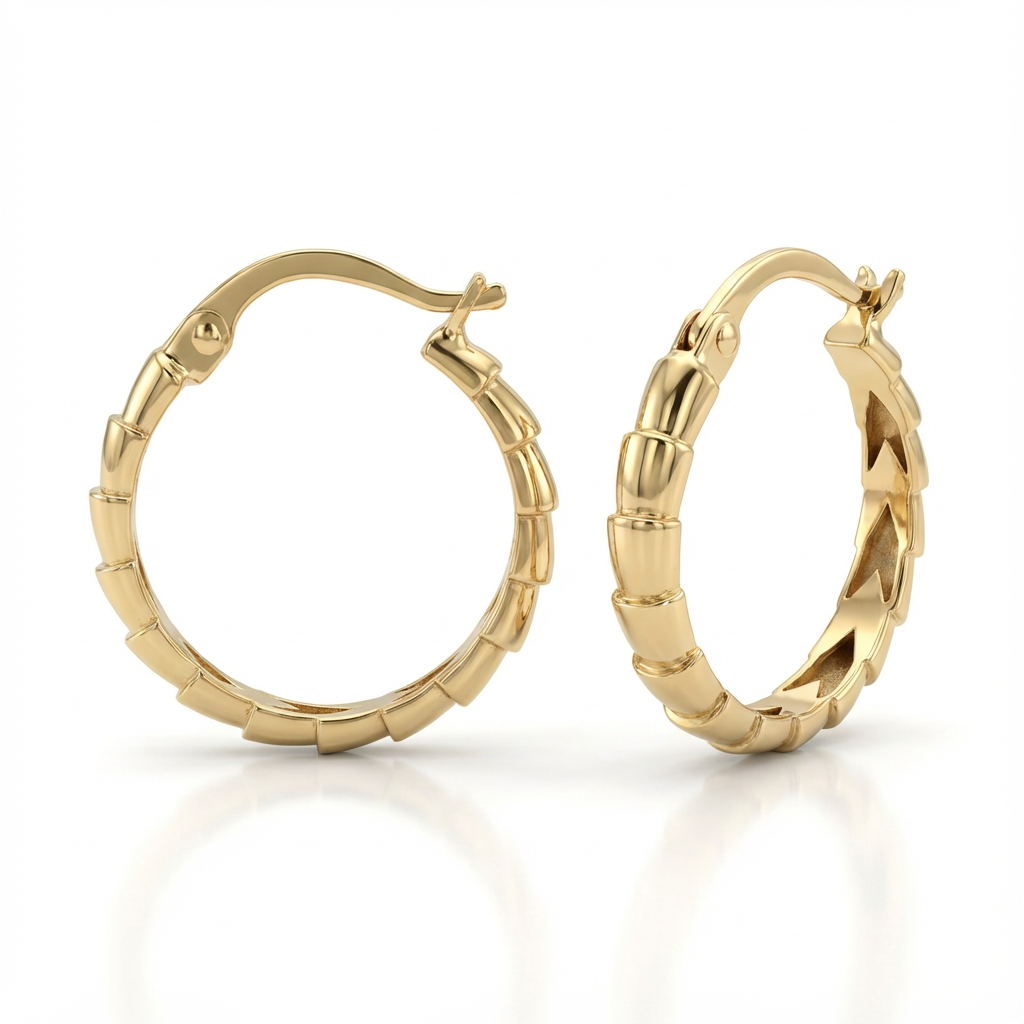 Sculpted Segment Gold Hoop Earrings