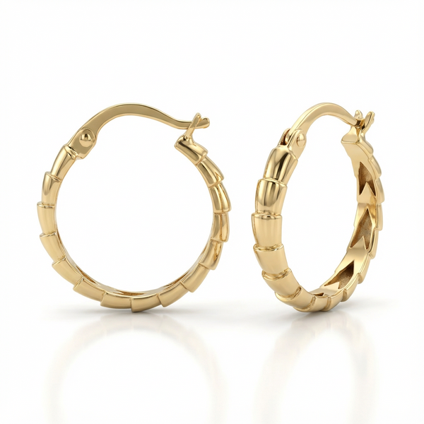 Sculpted Segment Gold Hoop Earrings