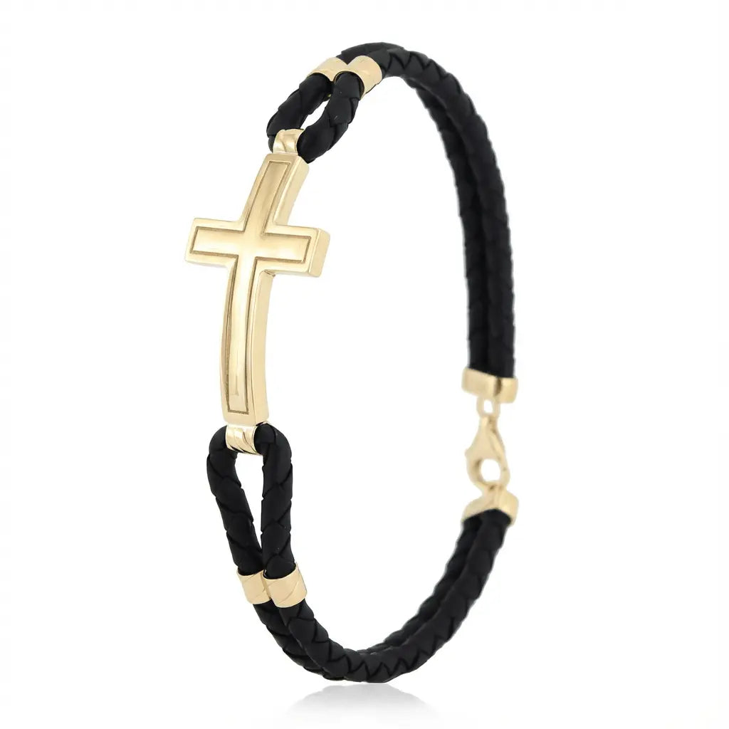 Sleek Cross Braided solid gold bracelet by Majestic Jewellery