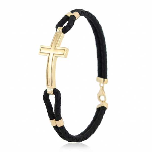 Sleek Cross Braided Gold Bracelet