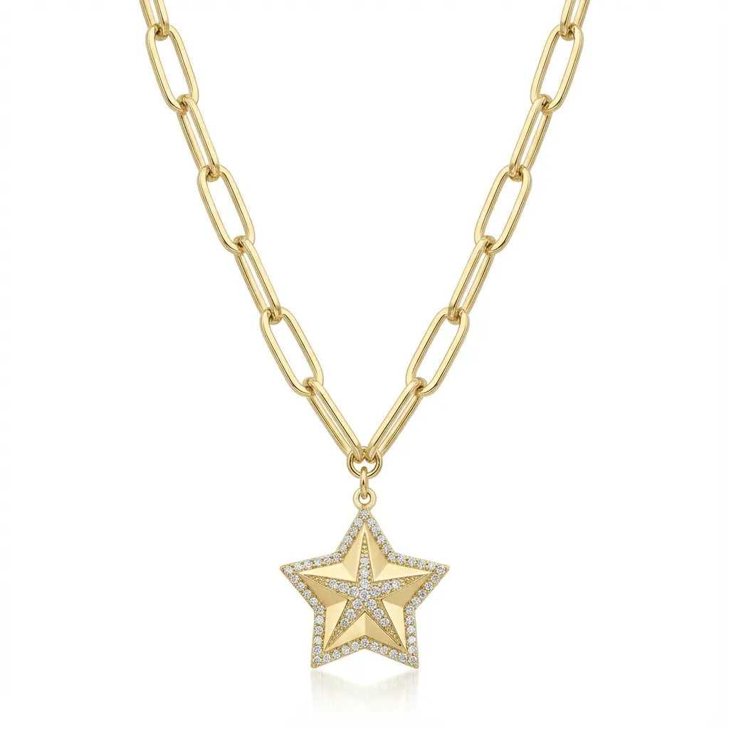 Starlight Link Chain solid gold pendant by Majestic Jewellery