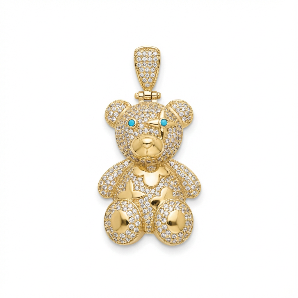 Sparkling Teddy Gold Pendant
