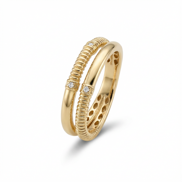 Textured Dual-Band Gold Ring
