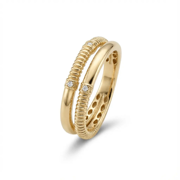 Textured Dual - Band Gold Ring - Majestic Jewellery