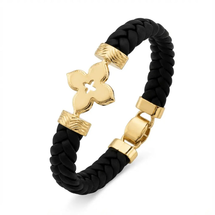 Textured Gold Clover Braided Bracelet - Majestic Jewellery