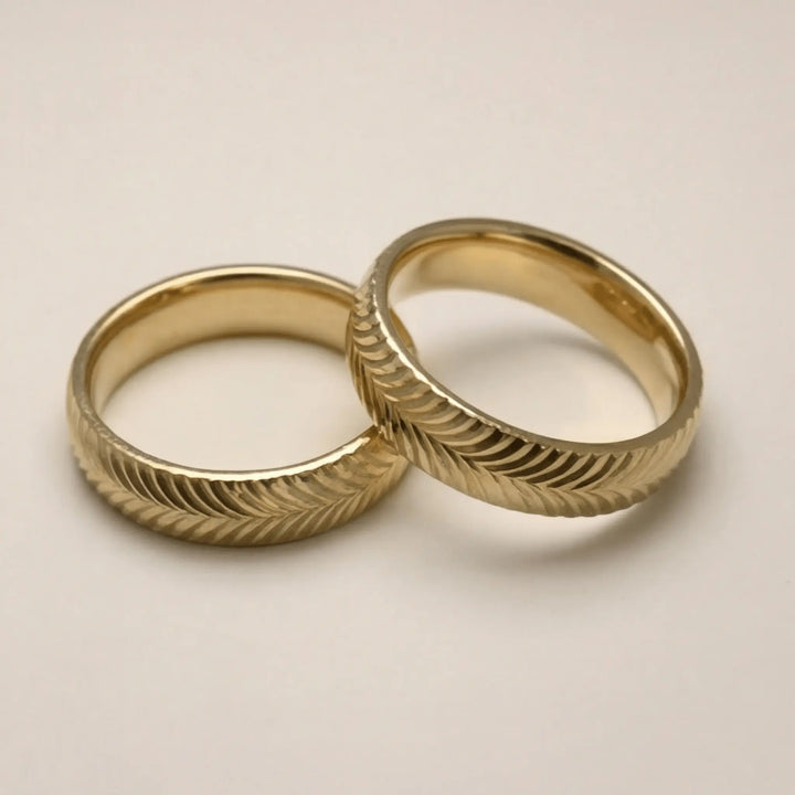 Majestic Spiral Wave 14K Gold Wedding Band — 5mm - Majestic Jewellery