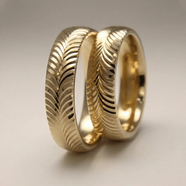 Majestic Spiral Wave 14K Gold Wedding Band — 5mm - Majestic Jewellery