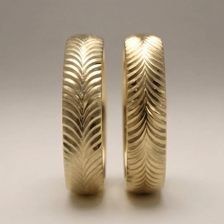 Majestic Spiral Wave 14K Gold Wedding Band — 5mm - Majestic Jewellery