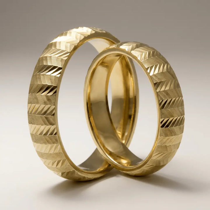 Majestic Zigzag Diamond - Cut 14K Gold Wedding Band — 5mm - Majestic Jewellery