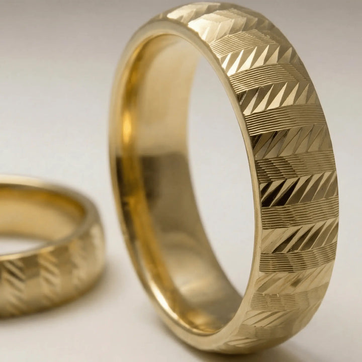 Majestic Zigzag Diamond - Cut 14K Gold Wedding Band — 5mm - Majestic Jewellery