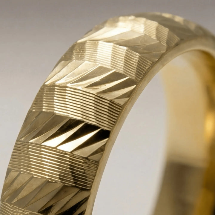 Majestic Zigzag Diamond - Cut 14K Gold Wedding Band — 5mm - Majestic Jewellery