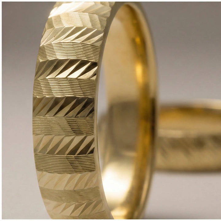 Majestic Zigzag Diamond - Cut 14K Gold Wedding Band — 5mm - Majestic Jewellery