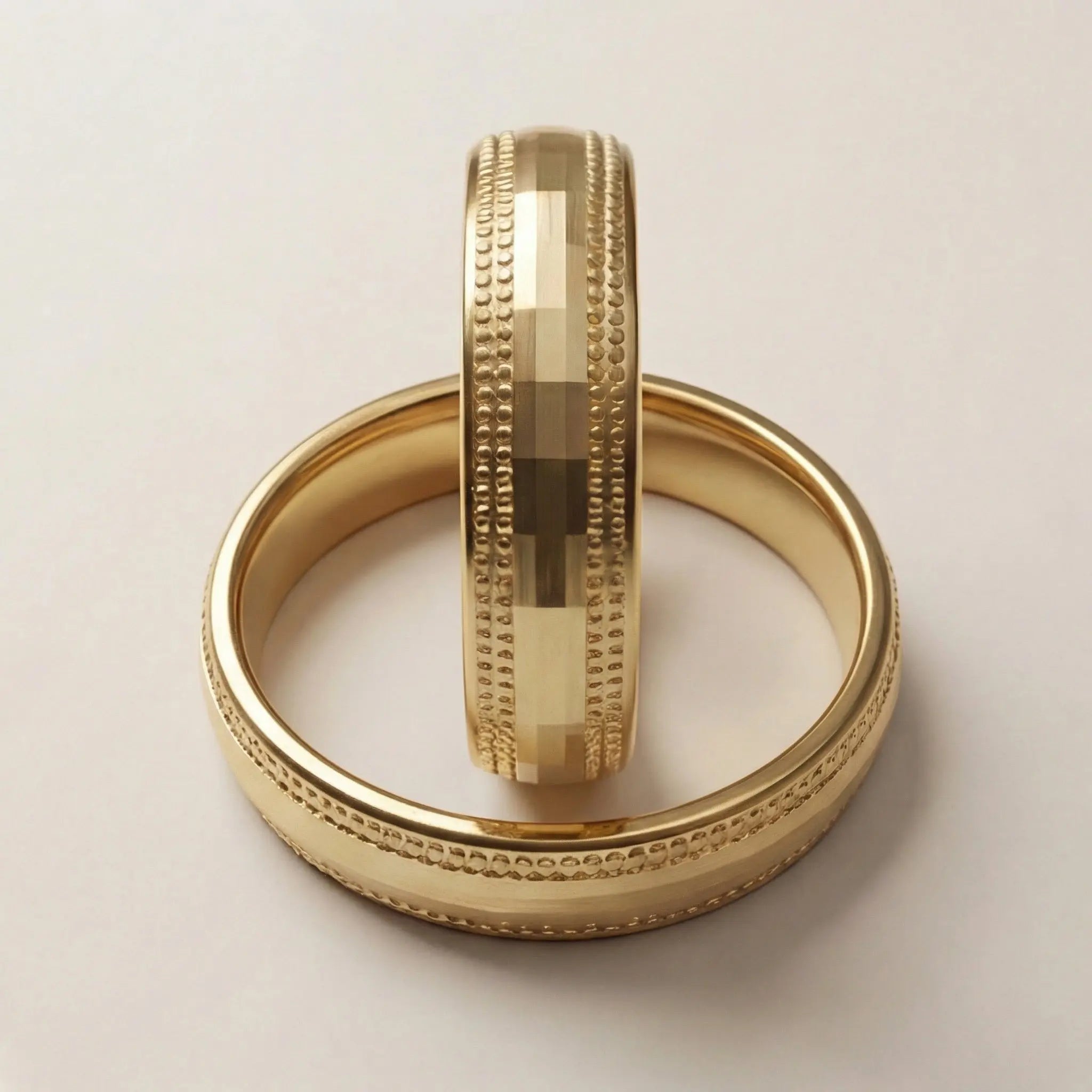 Majestic Diamond - Cut Milgrain 14K Gold Wedding Band — 5mm - Majestic Jewellery