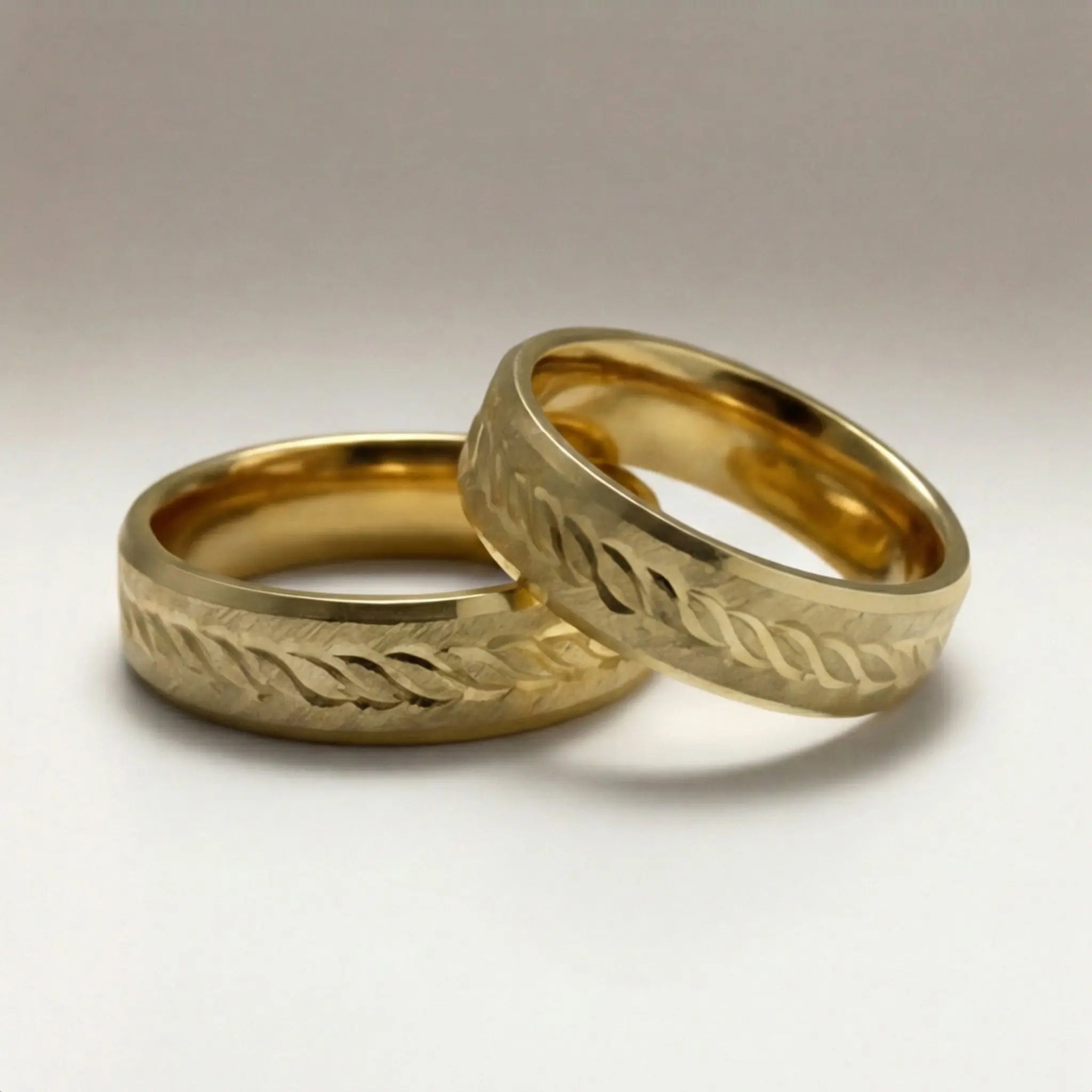 Majestic Leaf Diamond - Cut 14K Gold Wedding Band — 5mm - Majestic Jewellery
