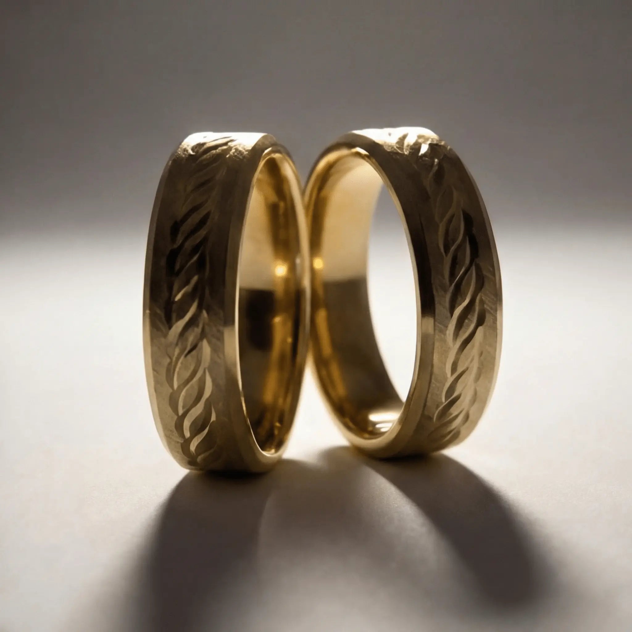 Majestic Leaf Diamond - Cut 14K Gold Wedding Band — 5mm - Majestic Jewellery