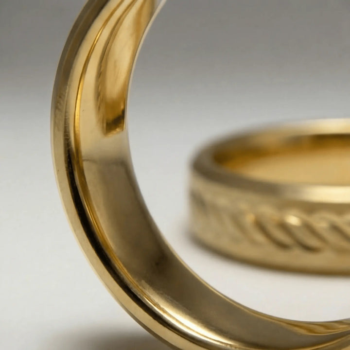 Majestic Leaf Diamond - Cut 14K Gold Wedding Band — 5mm - Majestic Jewellery
