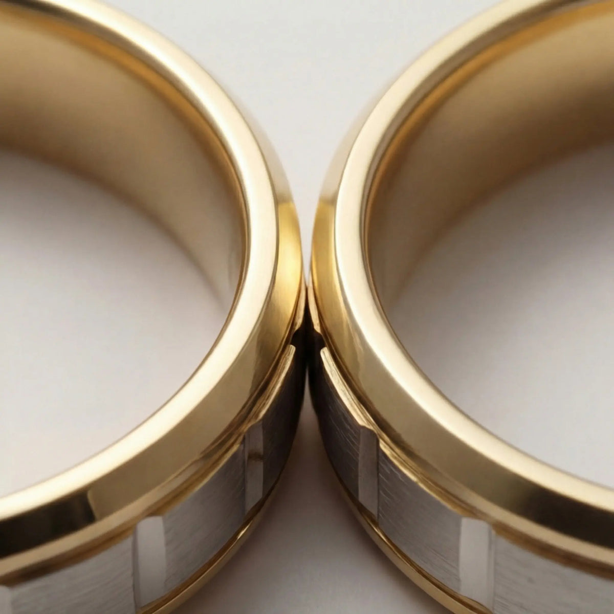 Star Cut Two Tone 5mm gold wedding band by Majestic Jewellery