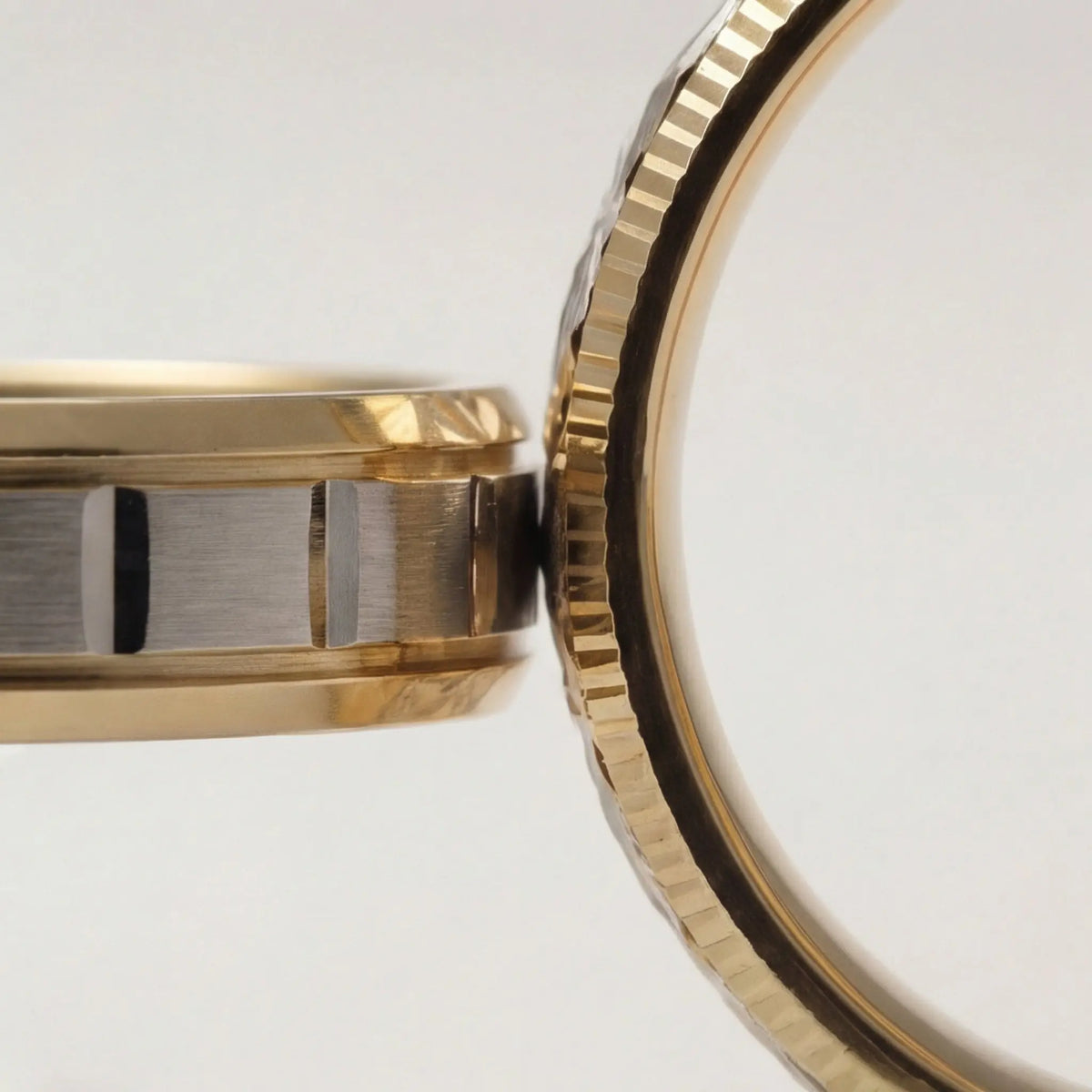 Star Cut Two Tone 5mm gold wedding band by Majestic Jewellery