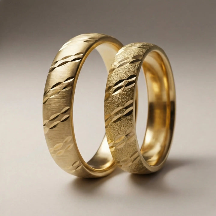 Majestic Wave Diamond - Cut 14K Gold Wedding Band — 5mm - Majestic Jewellery
