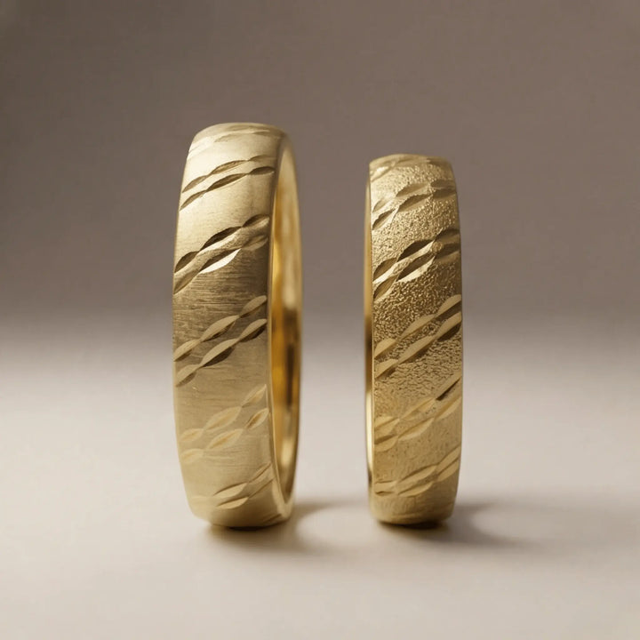 Majestic Wave Diamond - Cut 14K Gold Wedding Band — 5mm - Majestic Jewellery