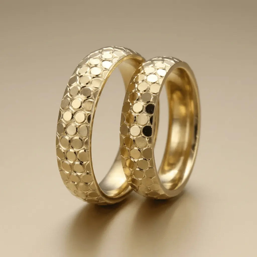 Majestic Honeycomb Diamond - Cut 14K Gold Wedding Band — 5mm - Majestic Jewellery