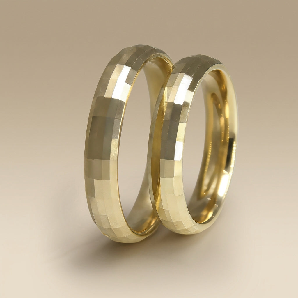 Majestätischer quadratischer Facettenschliff, 14 Karat Gold, Ehering – 4 mm