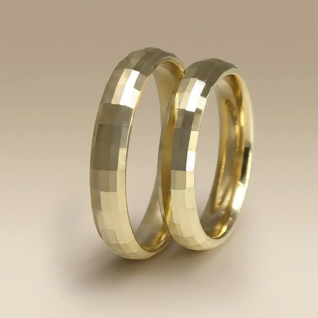 Majestic Square Facet 14K Gold Wedding Band — 4mm - Majestic Jewellery