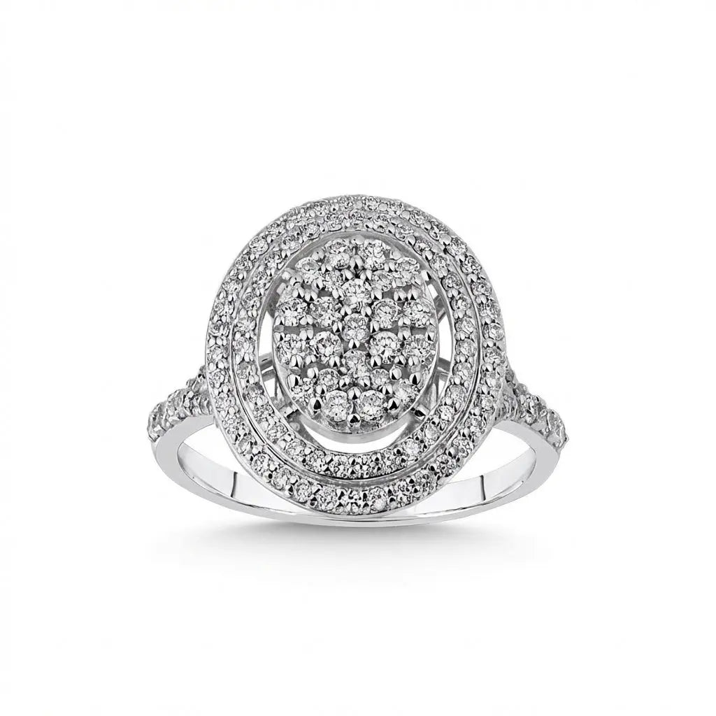 Majestic Oval Diamond Halo Ring — 14K White Gold - Majestic Jewellery