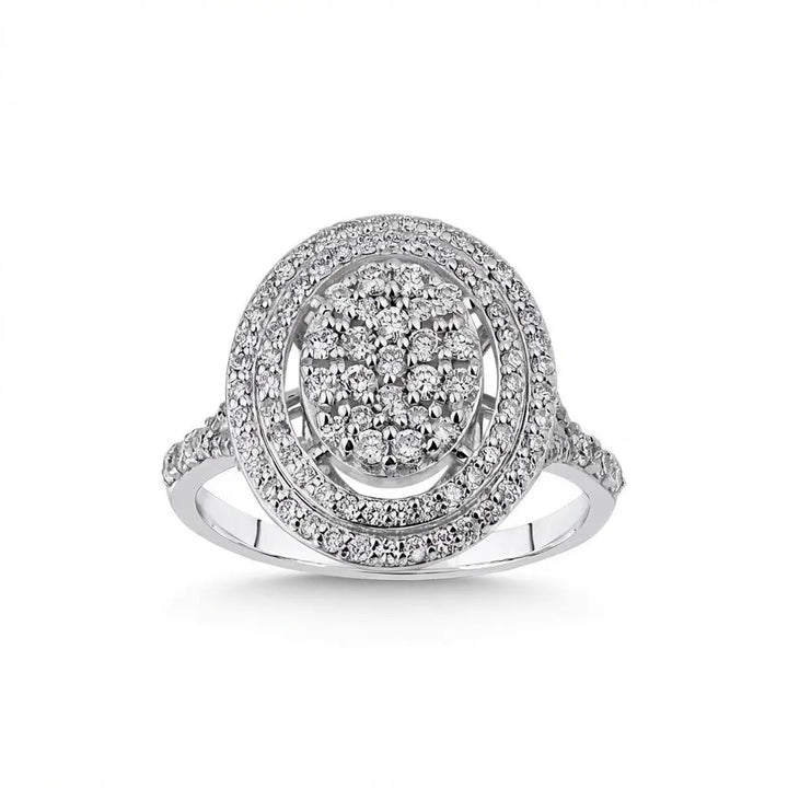 Oval Diamond Halo solid diamond ring by Majestic Jewellery
