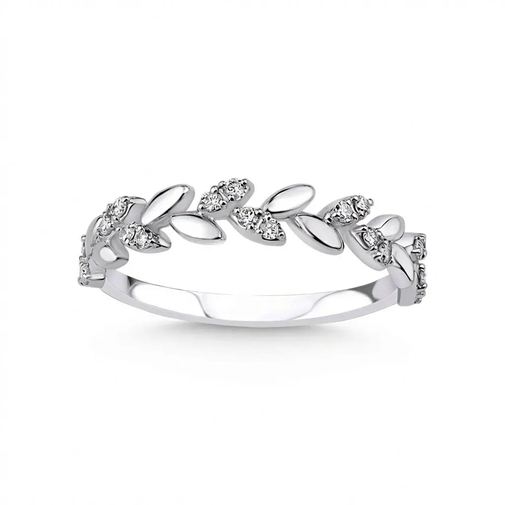 Majestic Diamond Leaf Ring — 14K White Gold - Majestic Jewellery