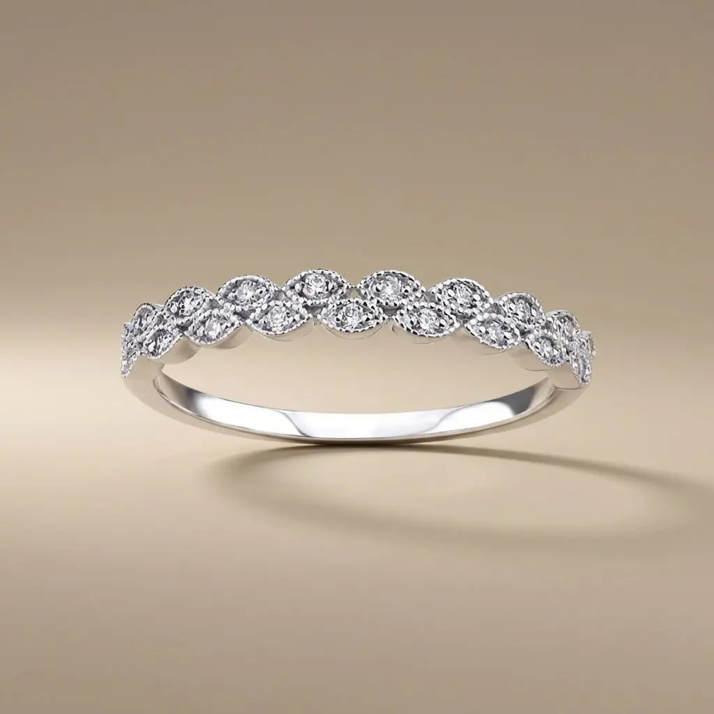 Majestic Diamond Eternity Wave Ring — 14K White Gold - Majestic Jewellery