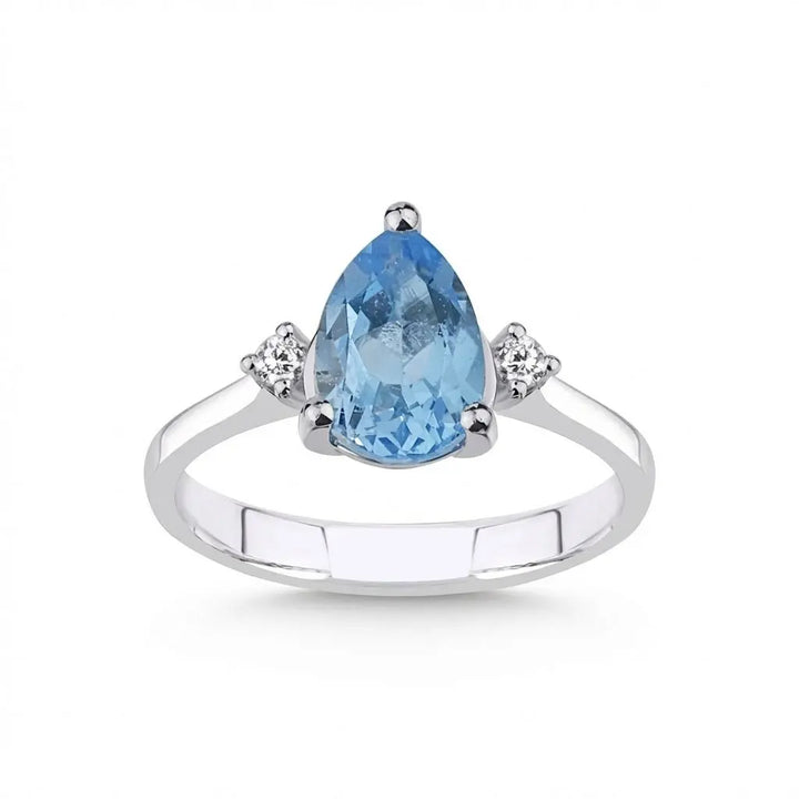 Pear Cut Topaz Diamond solid diamond ring by Majestic Jewellery