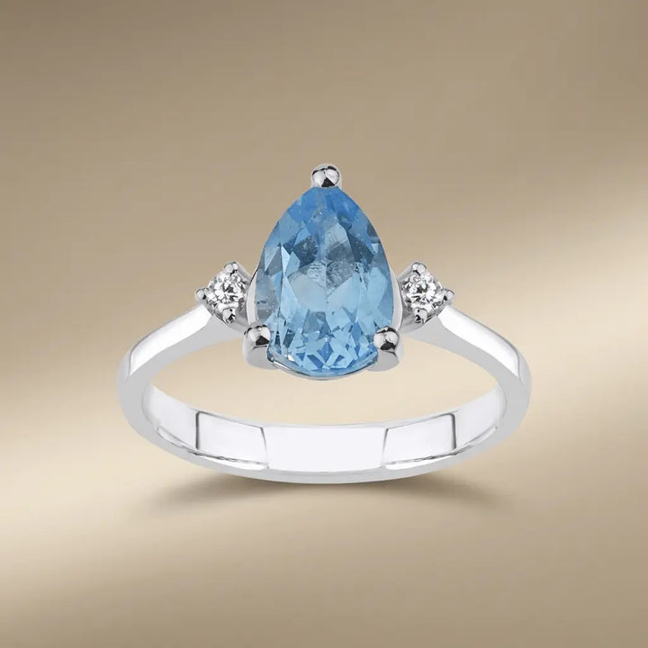 Pear Cut Topaz Diamond solid diamond ring by Majestic Jewellery