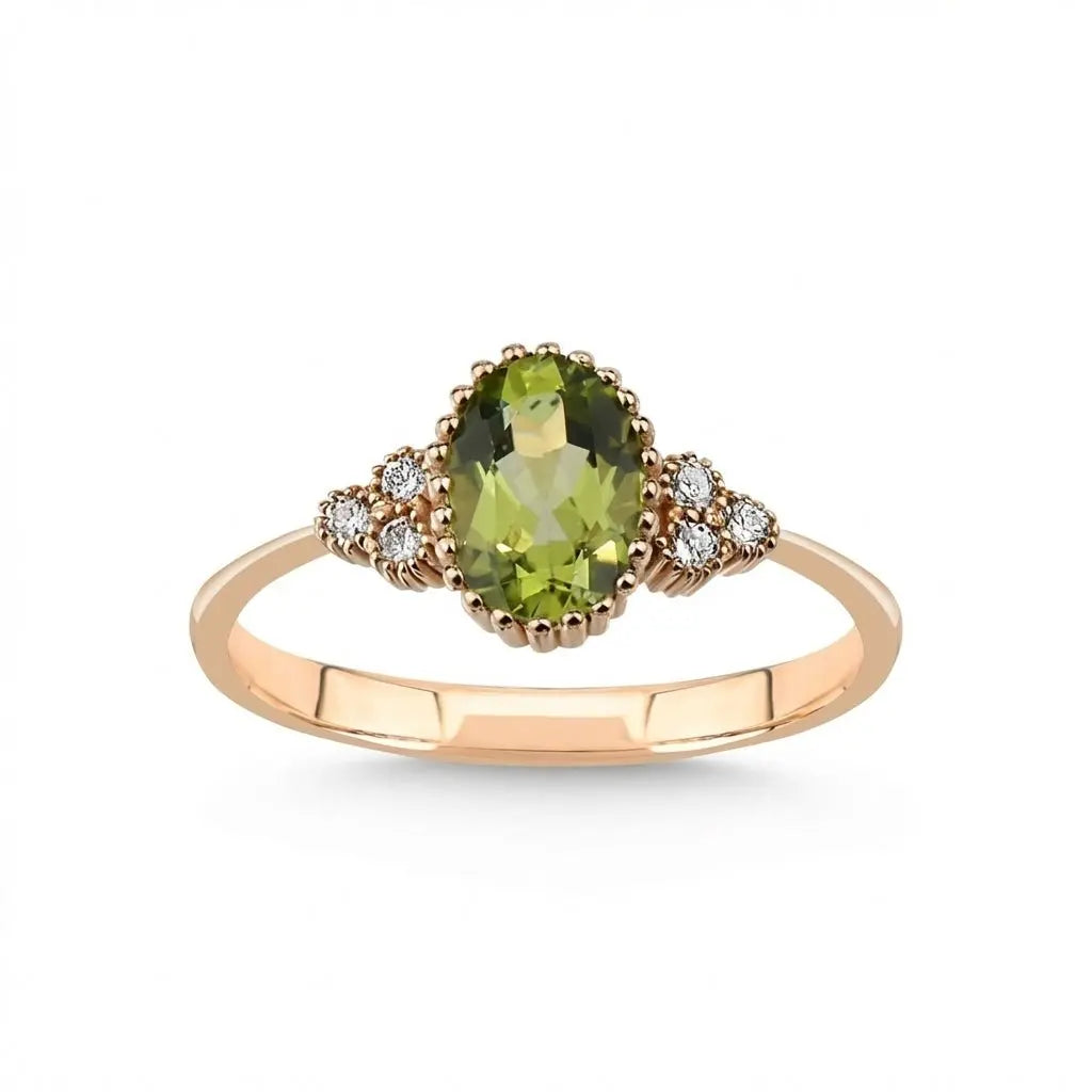 Peridot Diamond solid diamond ring by Majestic Jewellery