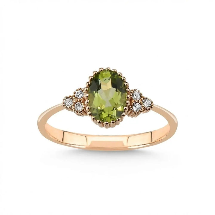 Peridot Diamond solid diamond ring by Majestic Jewellery