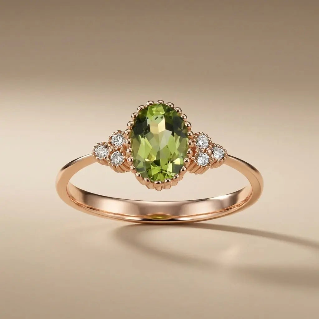 Peridot Diamond solid diamond ring by Majestic Jewellery