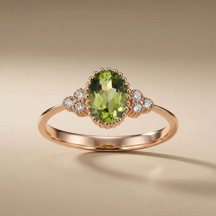 Peridot Diamond solid diamond ring by Majestic Jewellery