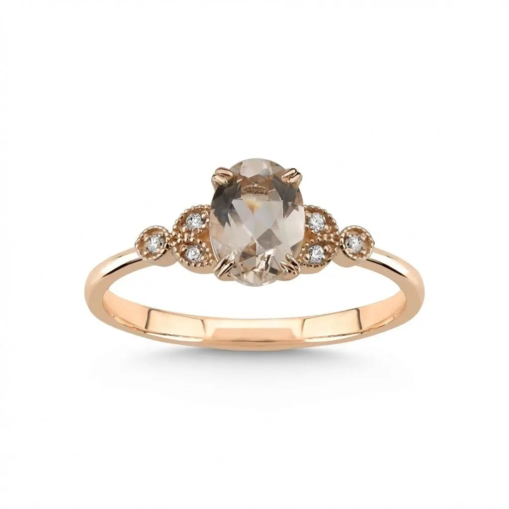 Morganite Diamond solid diamond ring by Majestic Jewellery