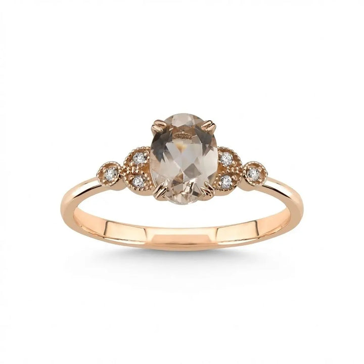 Morganite Diamond solid diamond ring by Majestic Jewellery