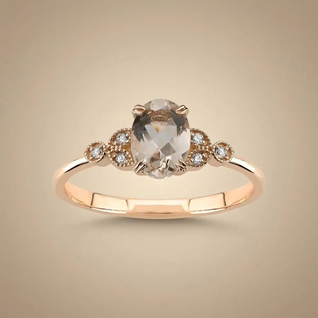 Morganite Diamond solid diamond ring by Majestic Jewellery