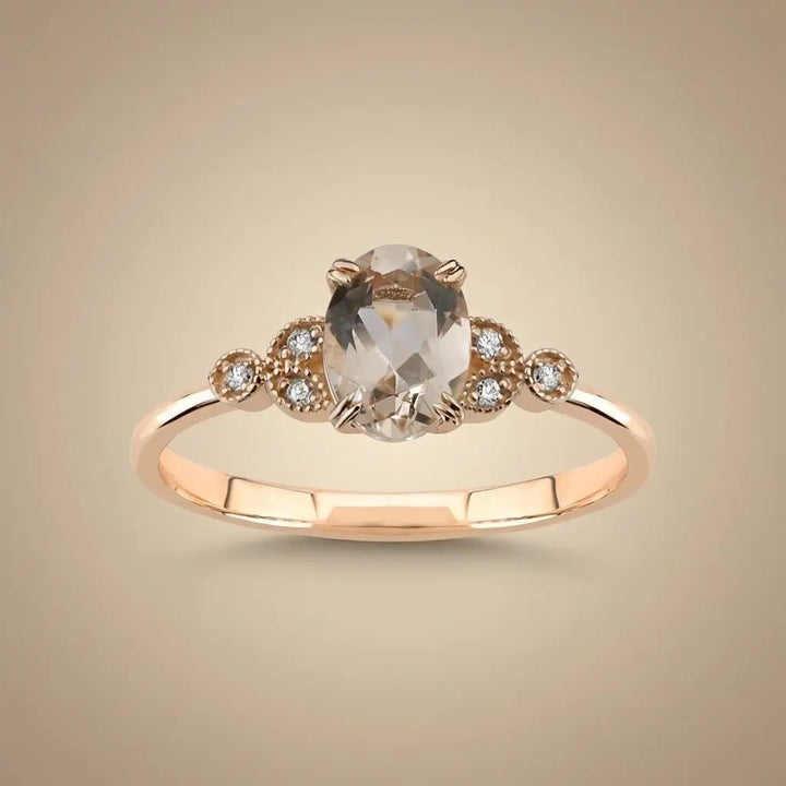 Morganite Diamond solid diamond ring by Majestic Jewellery