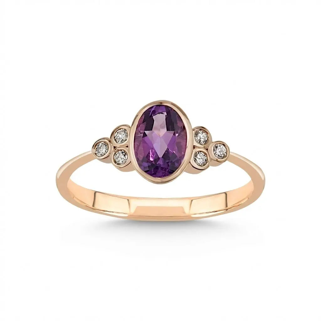 Majestic Amethyst Diamond Ring — 14K Rose Gold - Majestic Jewellery