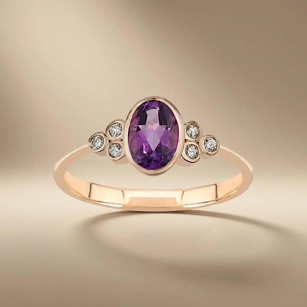 Majestic Amethyst Diamond Ring — 14K Rose Gold - Majestic Jewellery