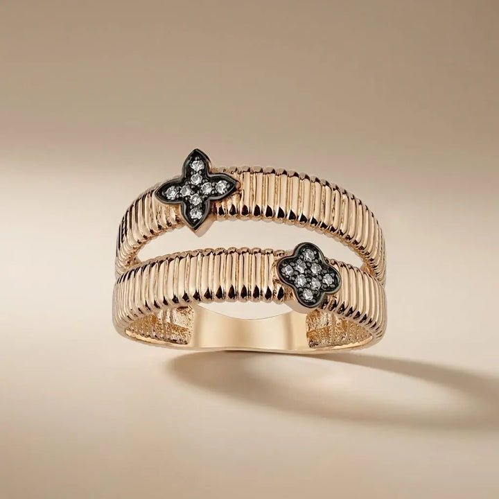 Double Clover Diamond solid diamond ring by Majestic Jewellery