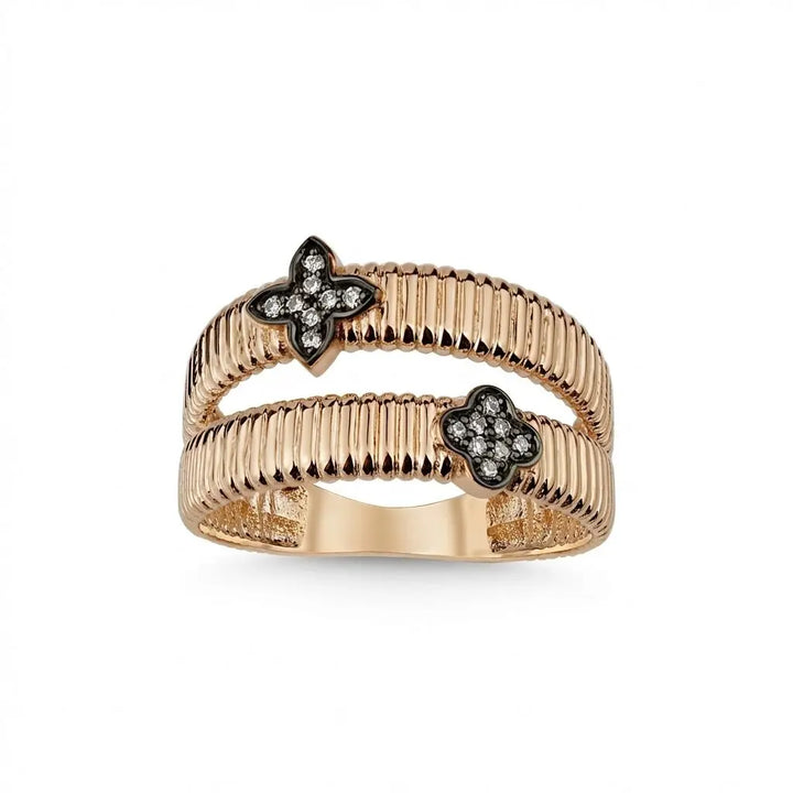 Double Clover Diamond solid diamond ring by Majestic Jewellery