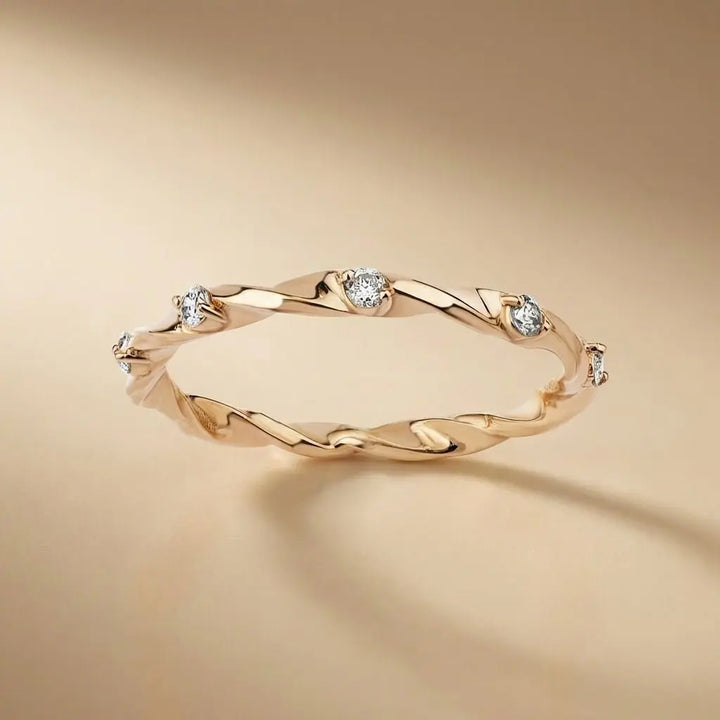 Organic Twist Diamond solid gold wedding band by Majestic Jewellery