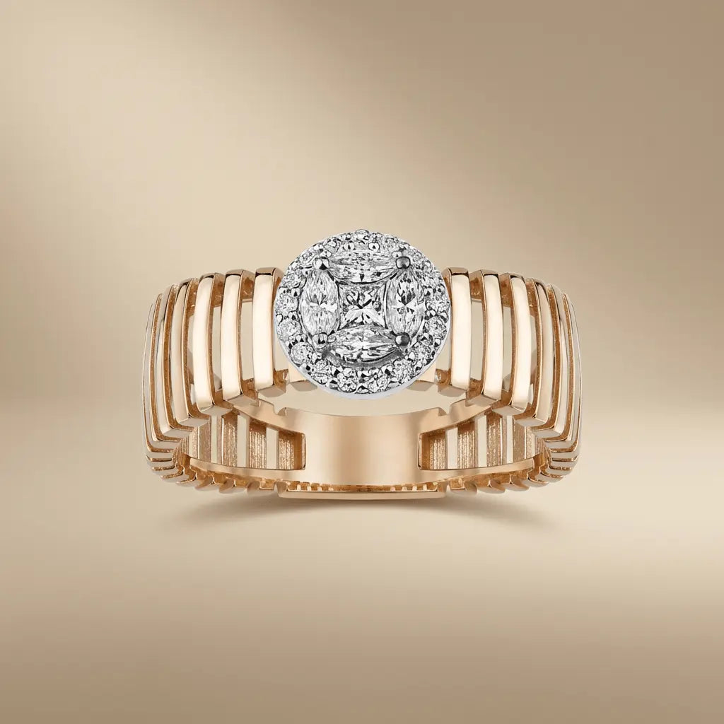 Princess Halo Diamond solid diamond ring by Majestic Jewellery