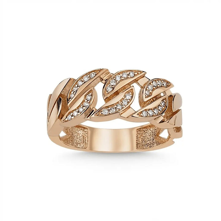 Diamond Leaf Link solid diamond ring by Majestic Jewellery